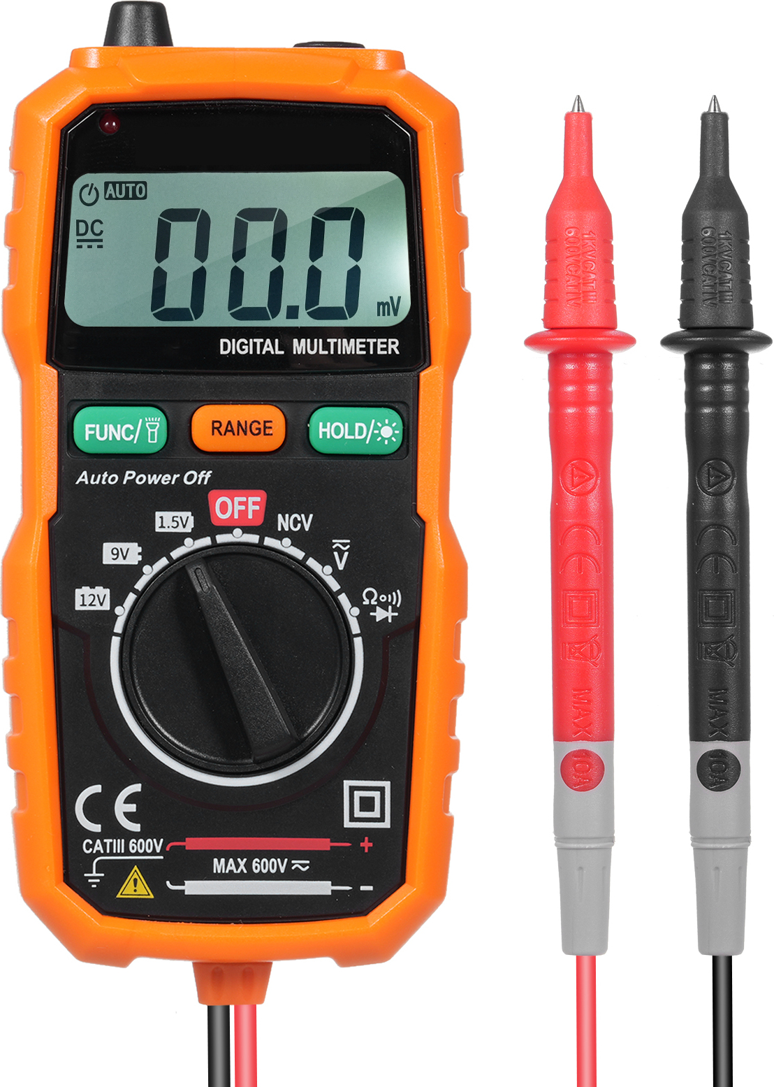 Digitálny multimeter, AC/DC napätie, test batérie, odpor, dióda, spojitosť, NCV test, multi-tester s LCD displejom s podsvietením