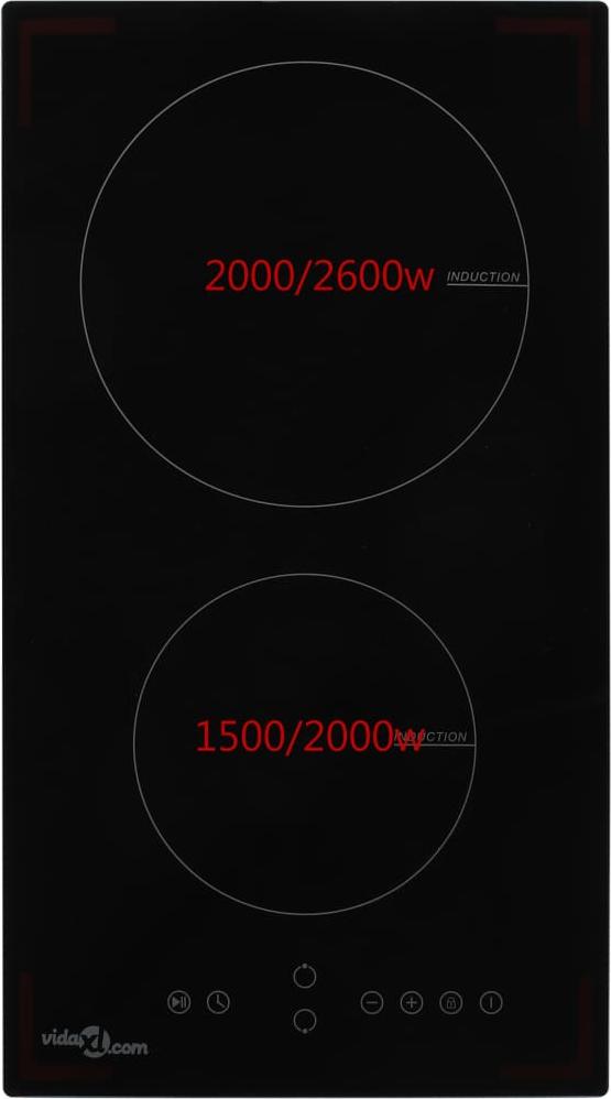 indukčná varná doska vidaXL s 2 platňami Dotykové ovládanie Sklo 3500 W