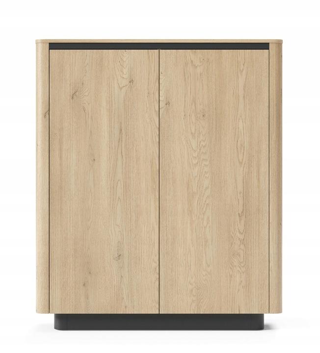 Meble Laski Hohe Kommode Torro 2D – 2-türig, Eiche, Schwarz, Sideboard aus Holzwerkstoff mit 2 Türen und robuster Oberplatte