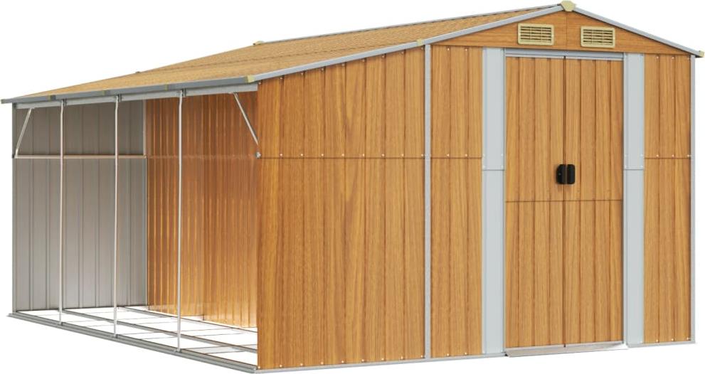 vidaXL Záhradný prístrešok svetlohnedý 277x365,5x179 cm pozinkovaná oceľ