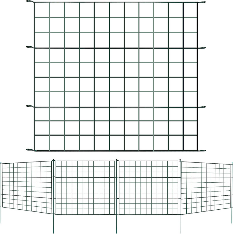 Lospitch Teichzaun Metallzäune Garten Drahtzäune Draht Gitterzaun Zaunset Gartenzaun Metall Gerade 11tlg Set 5x RLE-HG6106-1-OBa