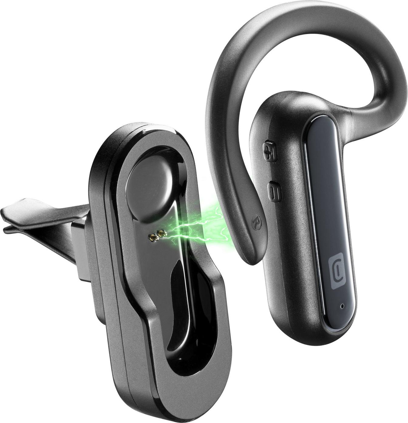 Cellularline Car Flat Bluetooth Mono Headset für Auto Schwarz Universal Leichtgewicht BTCARFLATK