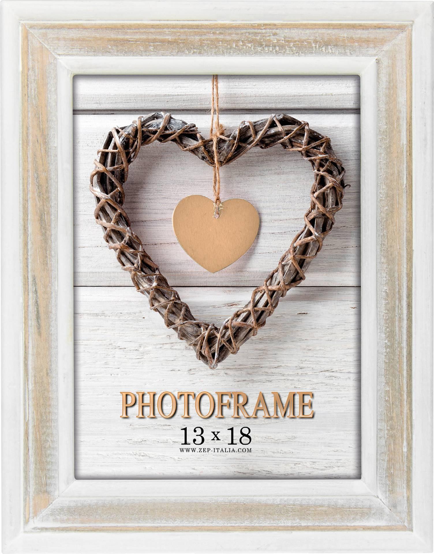 ZEP Nelson 6 Bilderrahmen Aus Holz – Shabby Chic Look Für Fotos 13x18 Cm (weiß/braun)