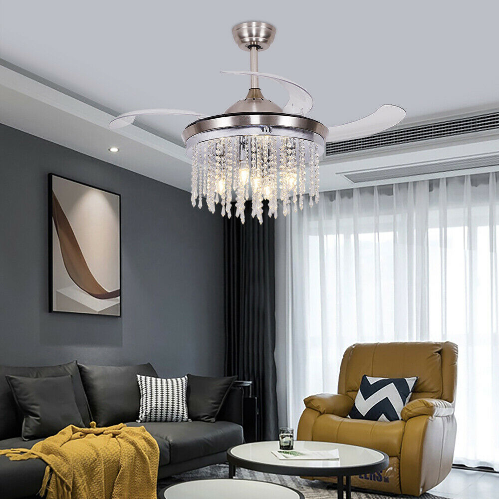 Details about   42'' Kristall Decken Ventilator mit Beleuchtung LED Deckenleuchte Wohnzimmer NEU 