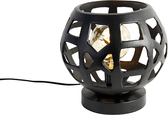 QAZQA - Industrie I Vintage I Industrie I Vintage I Tischlampe schwarz - Bobby I Wohnzimmer I Schlafzimmer - Aluminium Rund - LED geeignet E27 105070