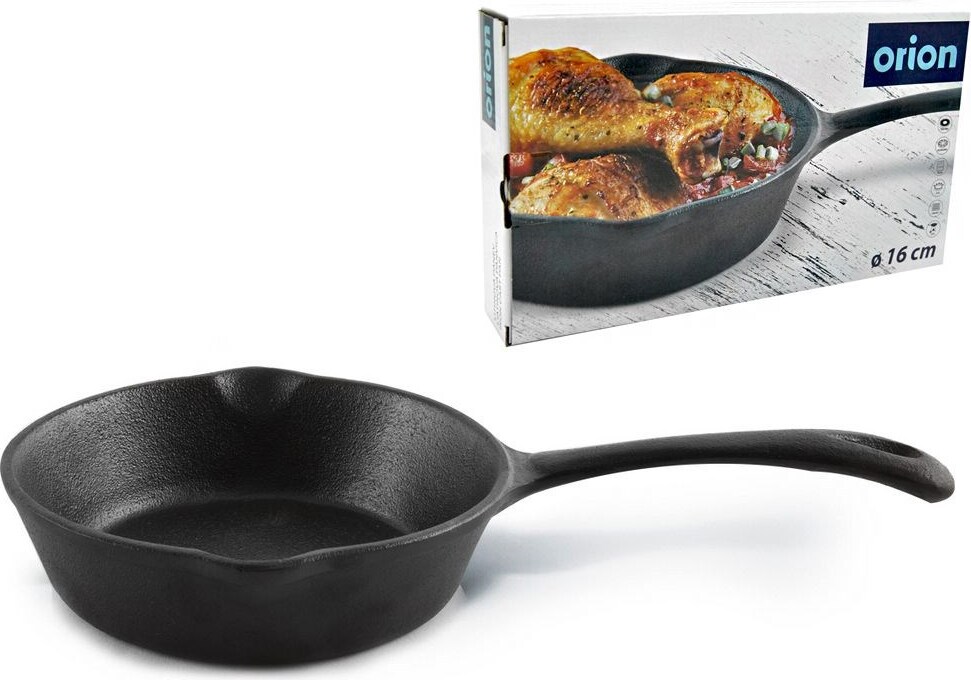 Orion Gusseisenpfanne Eisenpfanne Bratpfanne aus Gusseisen Pfanne Schmorpfanne 16 cm