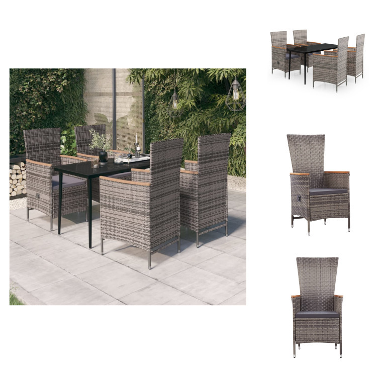 vidaXL 5-dielny záhradný jedálenský set s vankúšmi sivý - Záhradné nábytkové zostavy