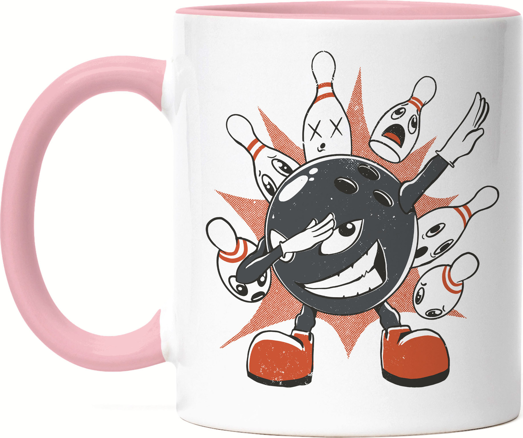 Hey!Print Bowlingball Tasse Rosa Bowling Bowlingbahn Sport Pins Spiel Kegeln Kegelbahn Kegeln Freizeit Hobbie Strike HP-1844-T-Rosa