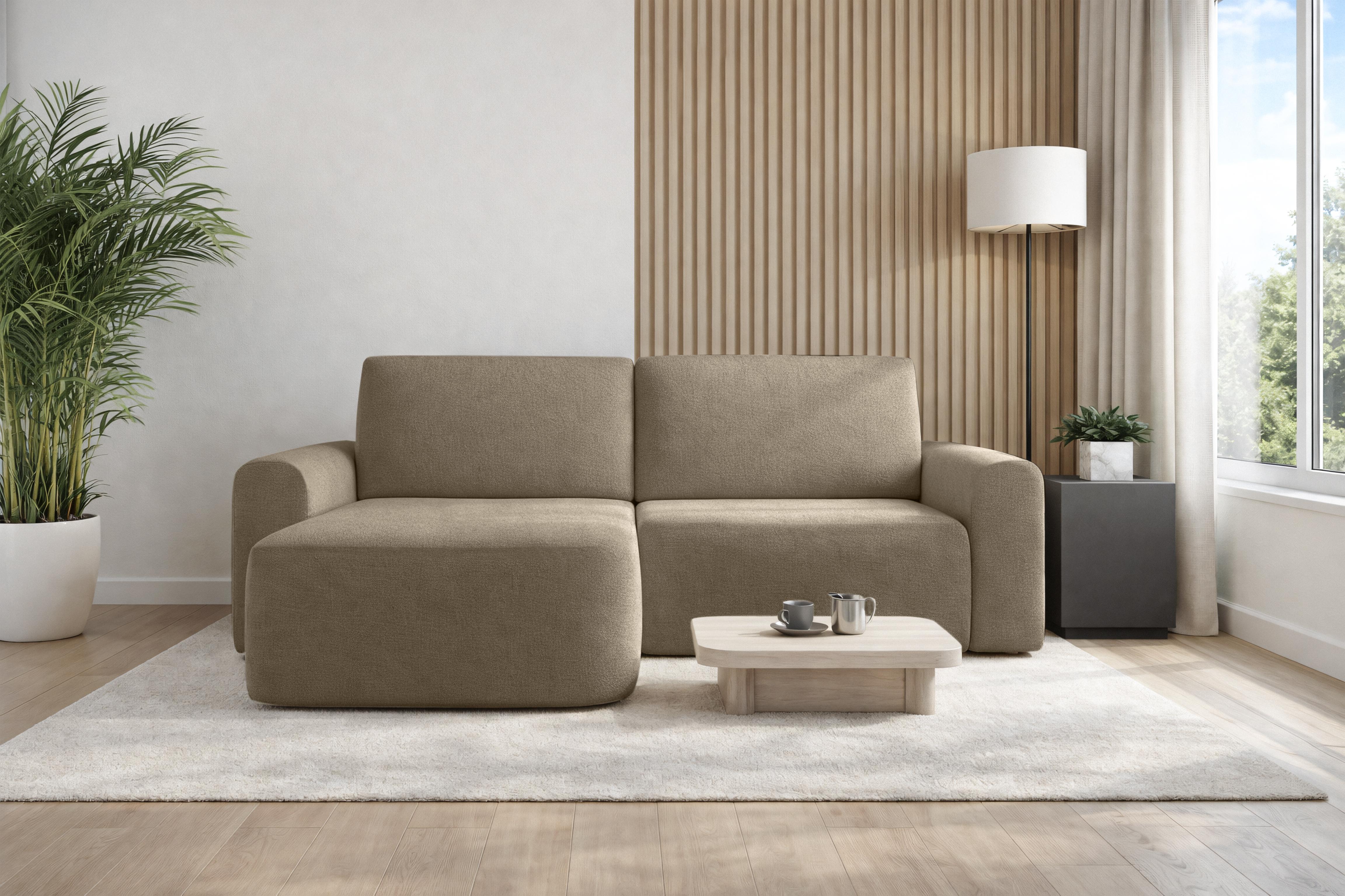 AX LIVING Sofa 250 cm Breit mit Schlaffunktion Otterton in Braun - L N3154