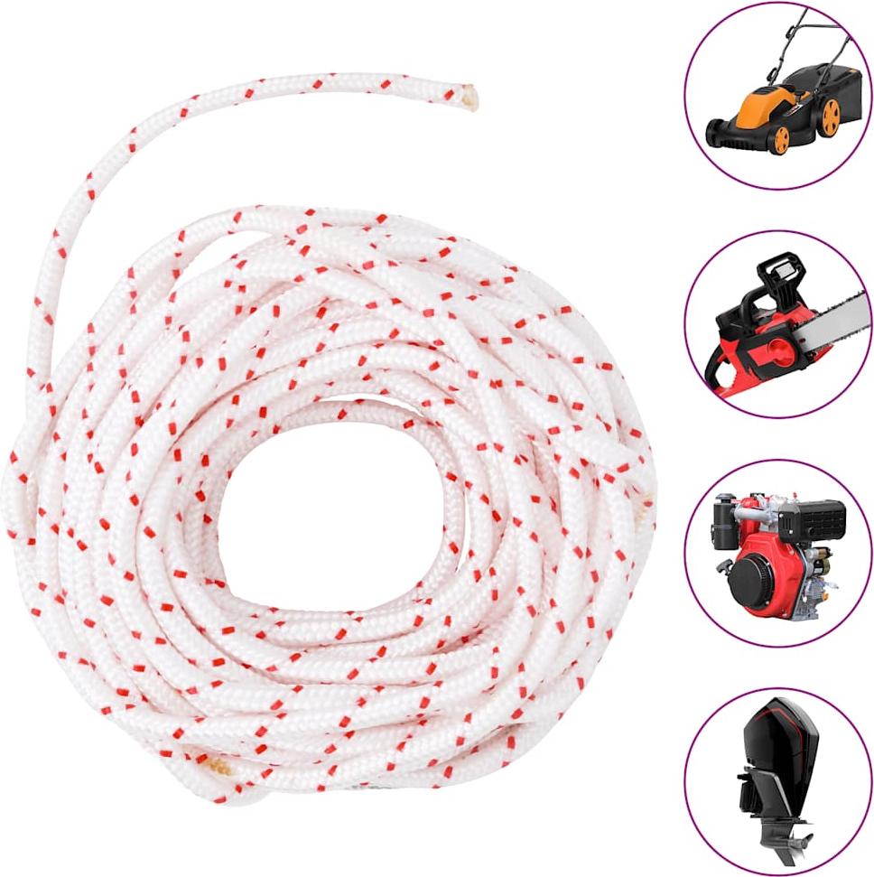 VidaXL Corda Di Avviamento Bianca E Rossa 6 Mm 10 M Nylon vidaxl-corda-di-avviamento-bianca-e-rossa-6-mm-10-m-nylon