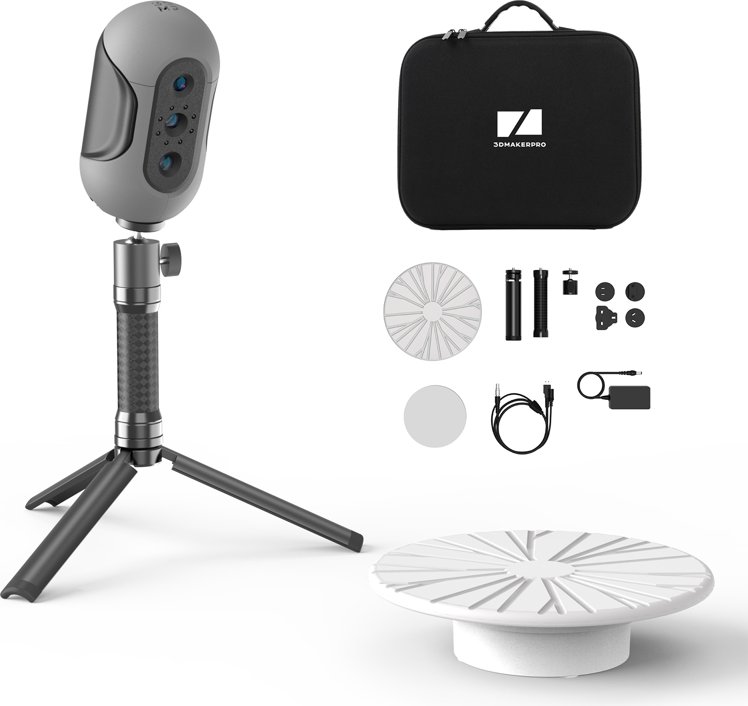 Aibecy 3DMakerpro Mole Handheld-3D-Scanner 0,05mm Genauigkeit 0,1mm Auflösung 10FPS Scannen schwarzer Objekte, Anti-Shake-Linsen 15–1500mm 3D-Modellscanner