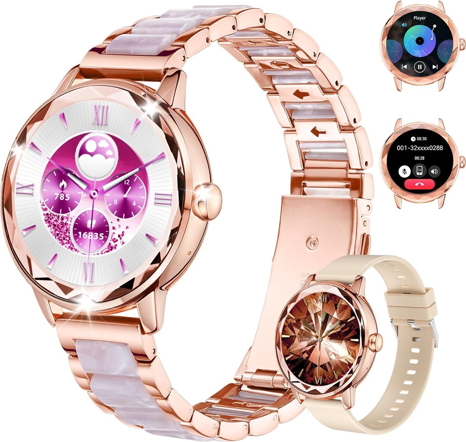 Homailida Smartwatch Ladies s funkciou volania, 123 športových režimov, vodotesnosť IP67, fitness hodinky, stav spánku, funkcie menštruačného cyklu