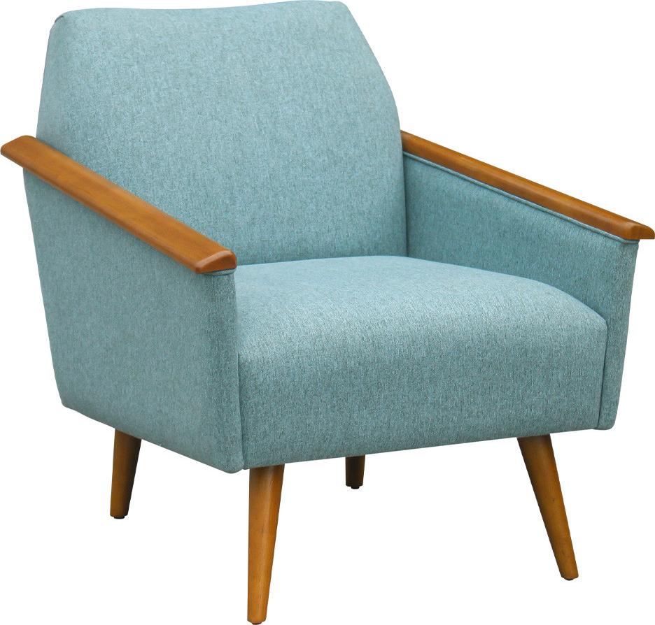 Robin des bois Stuhl aus Hevea-Holz mit grünem Polyesterstoff