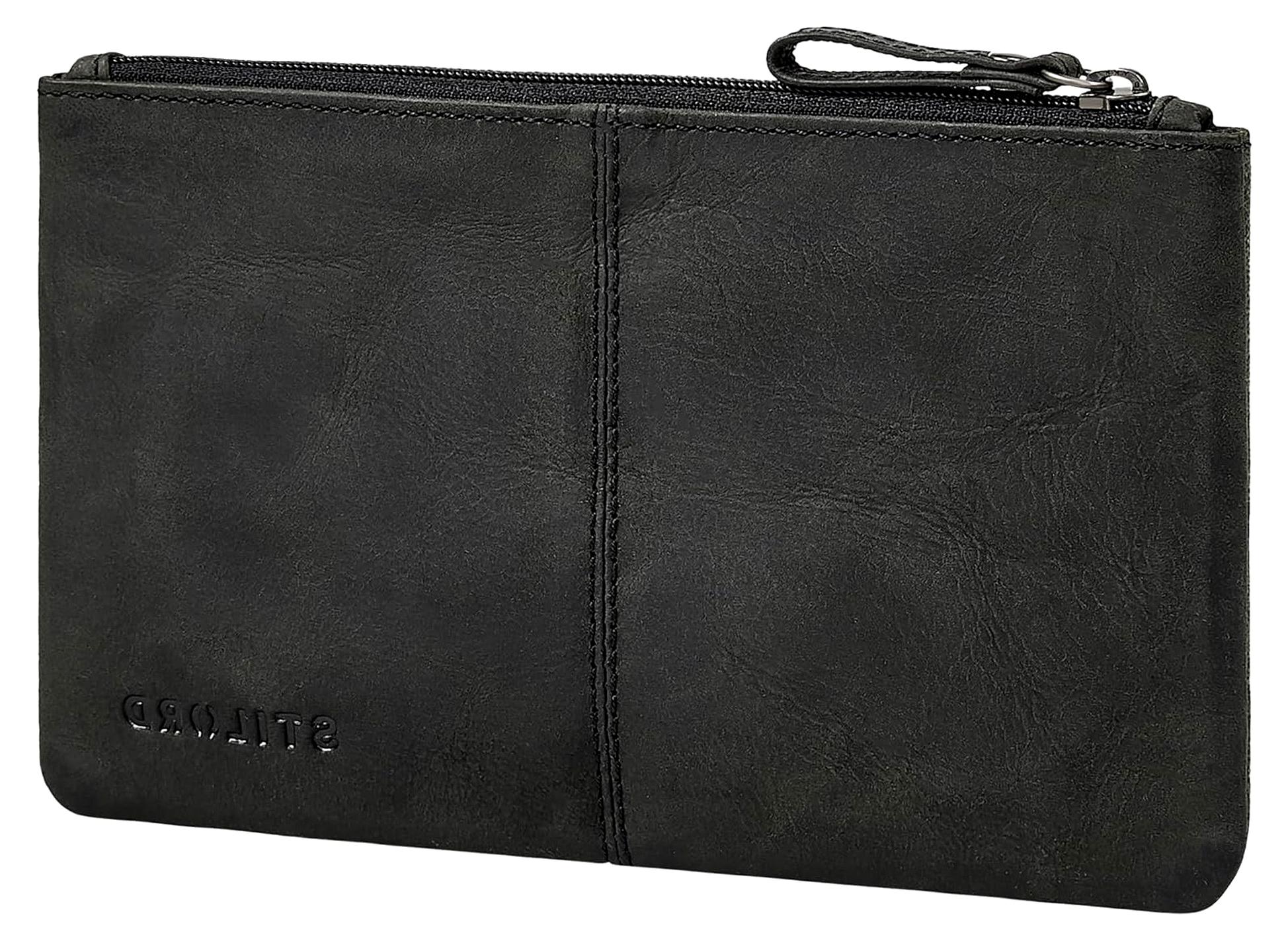 Markenlos "Adil Banktasche Leder Herren Geldtasche Damen klein Echtleder Geldscheintasche flach Vintage Clutch Etui Geldbörse Reiseorganizer Tasche für Bargeld & Karten Farbe:anthrazit