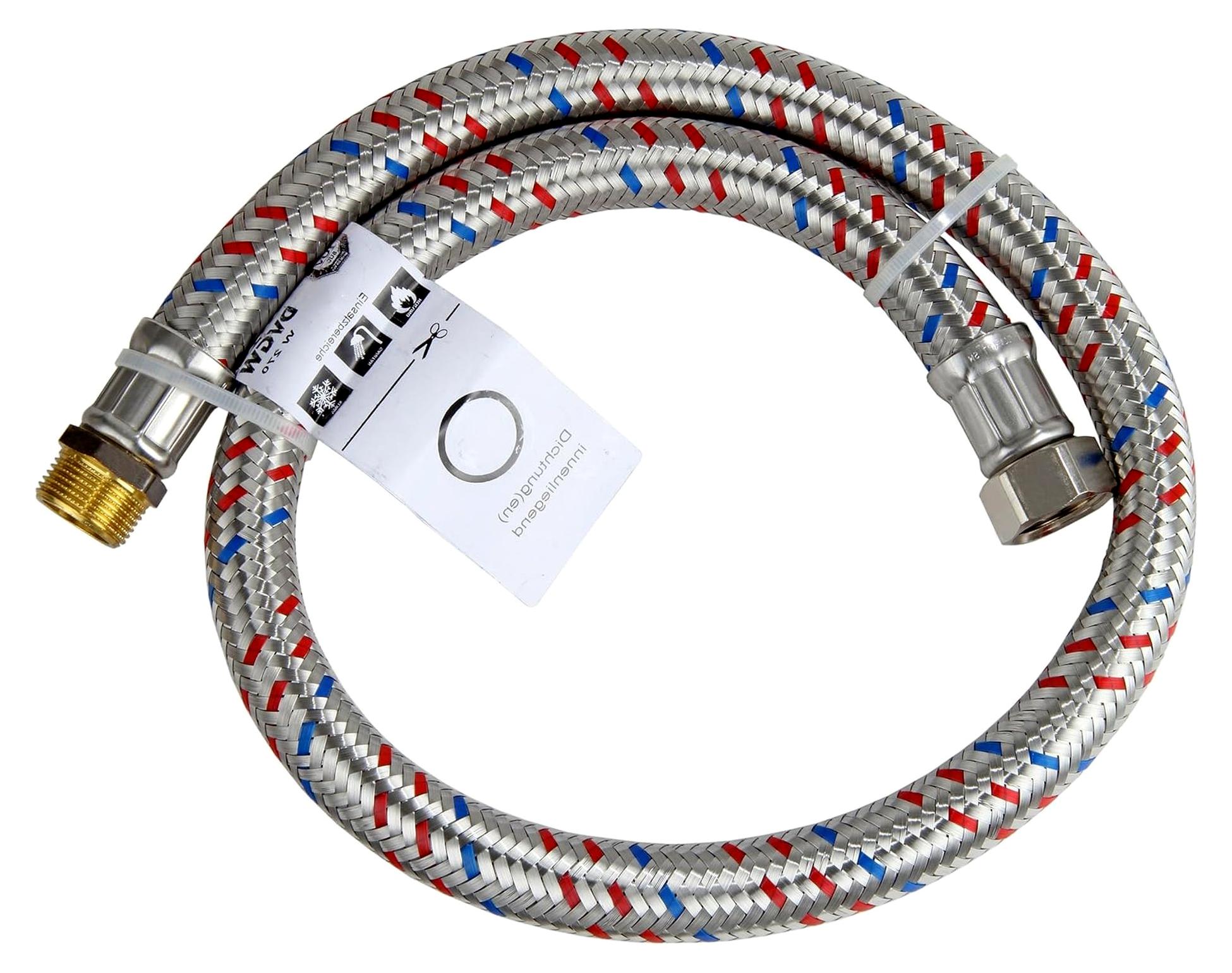 Markenlos verstärkter Silikonschlauch für Sanitär/Heizung/Klima F x M 1/2" F/M, 1m