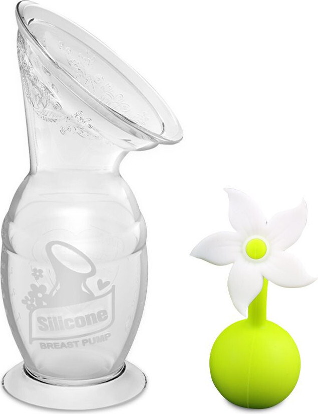 Haakaa Milchpumpe mit Saugfuss 150ml + Blumenverschluss Set - Weiss GBHK011-W