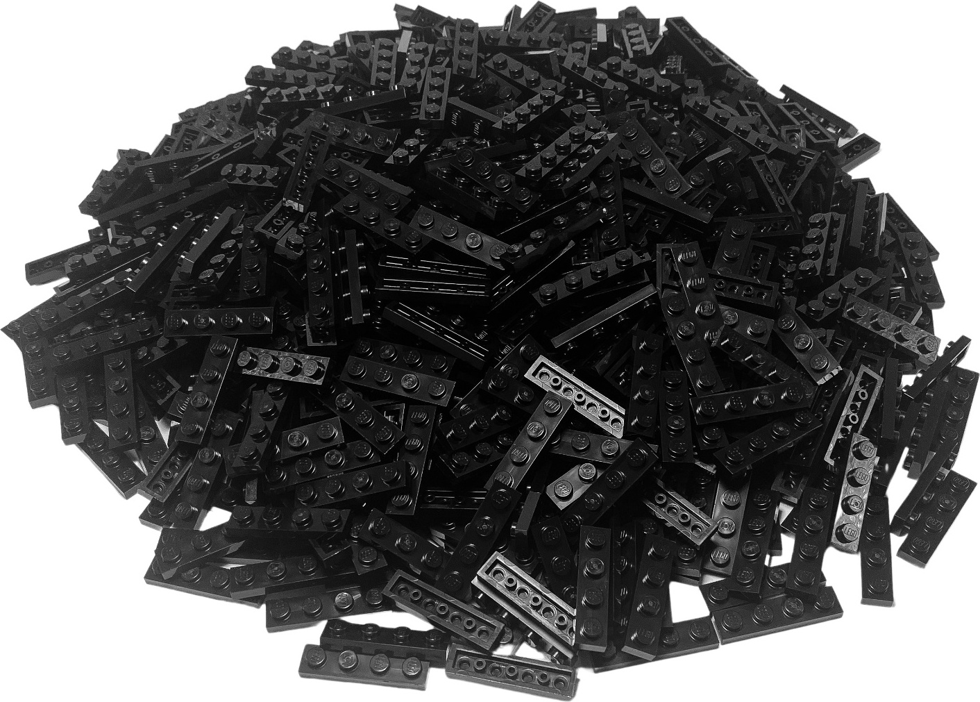 250x LEGO stavebnica 1x4, cierna