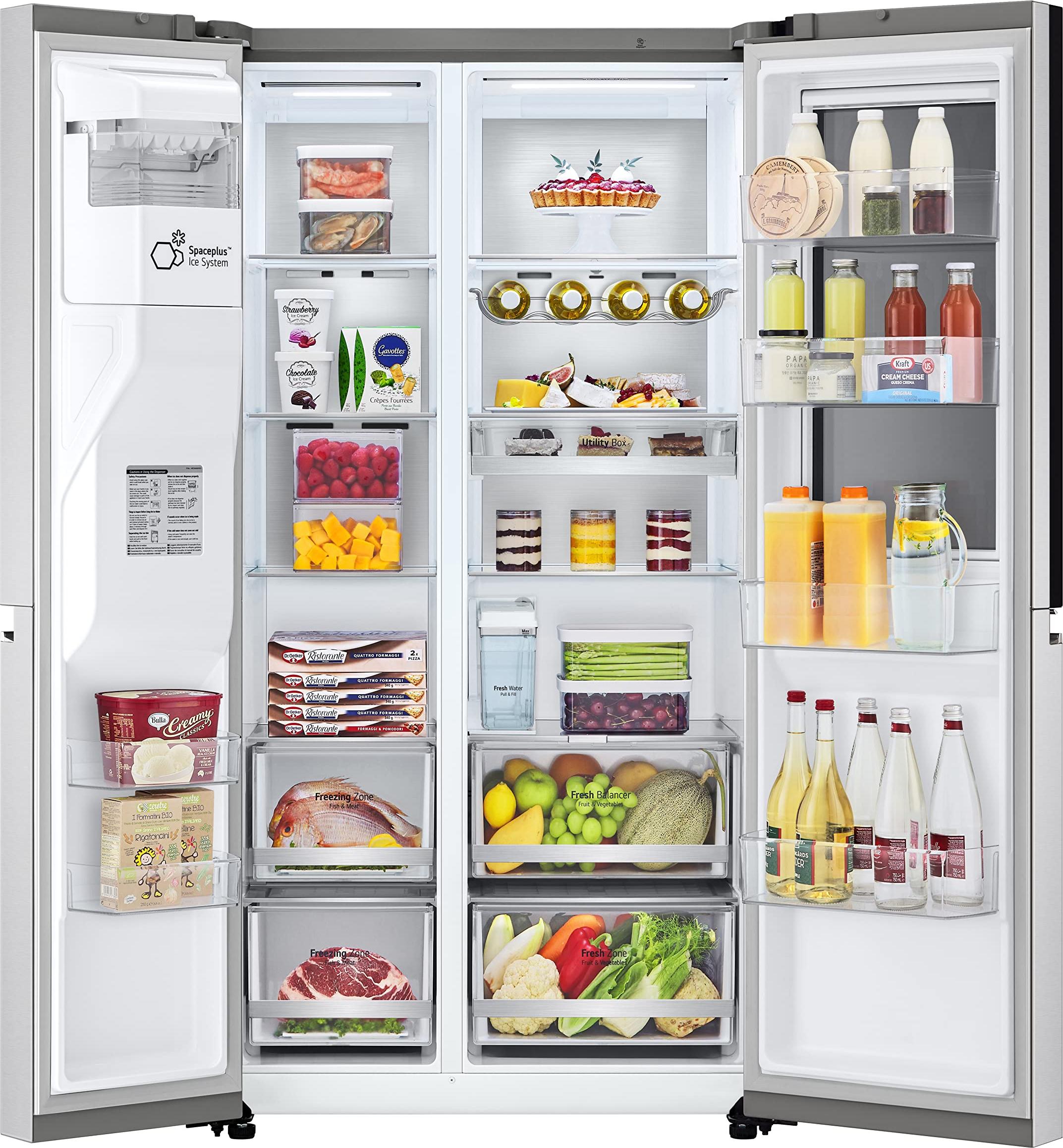 LG Electronics GSXV91BSAE Kühlschrank Side-by-Side mit Eis-, Crushed Ice und Wasserspender | interner Wassertank 4L | Total No Frost | Brushed Steel