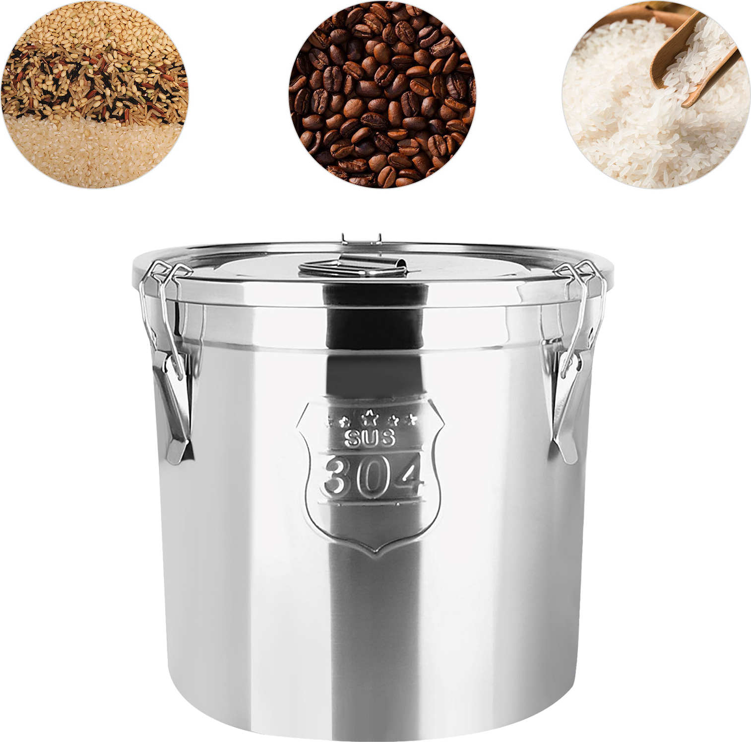 Edelstahl Behälter Luftdichter Edelstahl-Behälter (12L) Aus 304er Edelstahl – Mit Clipverschluss & Gummidichtung – Für Mehl, Reis, Getreide, Öl, Milch & Mehr – Robuster Vorratsdosen-Klassiker Für Die Küche