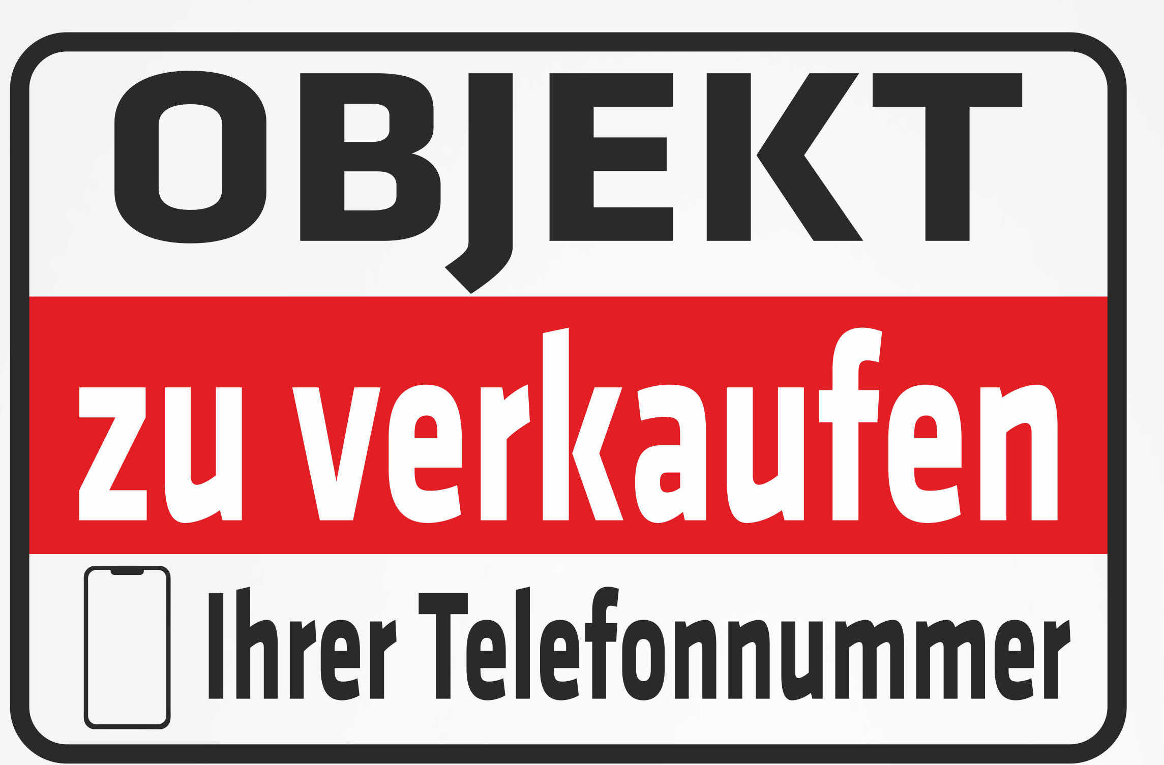 INDIGOS UG - Aufkleber - Sicherheit - Objekt zu verkaufen - mit Ihrer Telefonnummer - 200x150 mm Sticker-KPI-0251-AUF-20x15-costum
