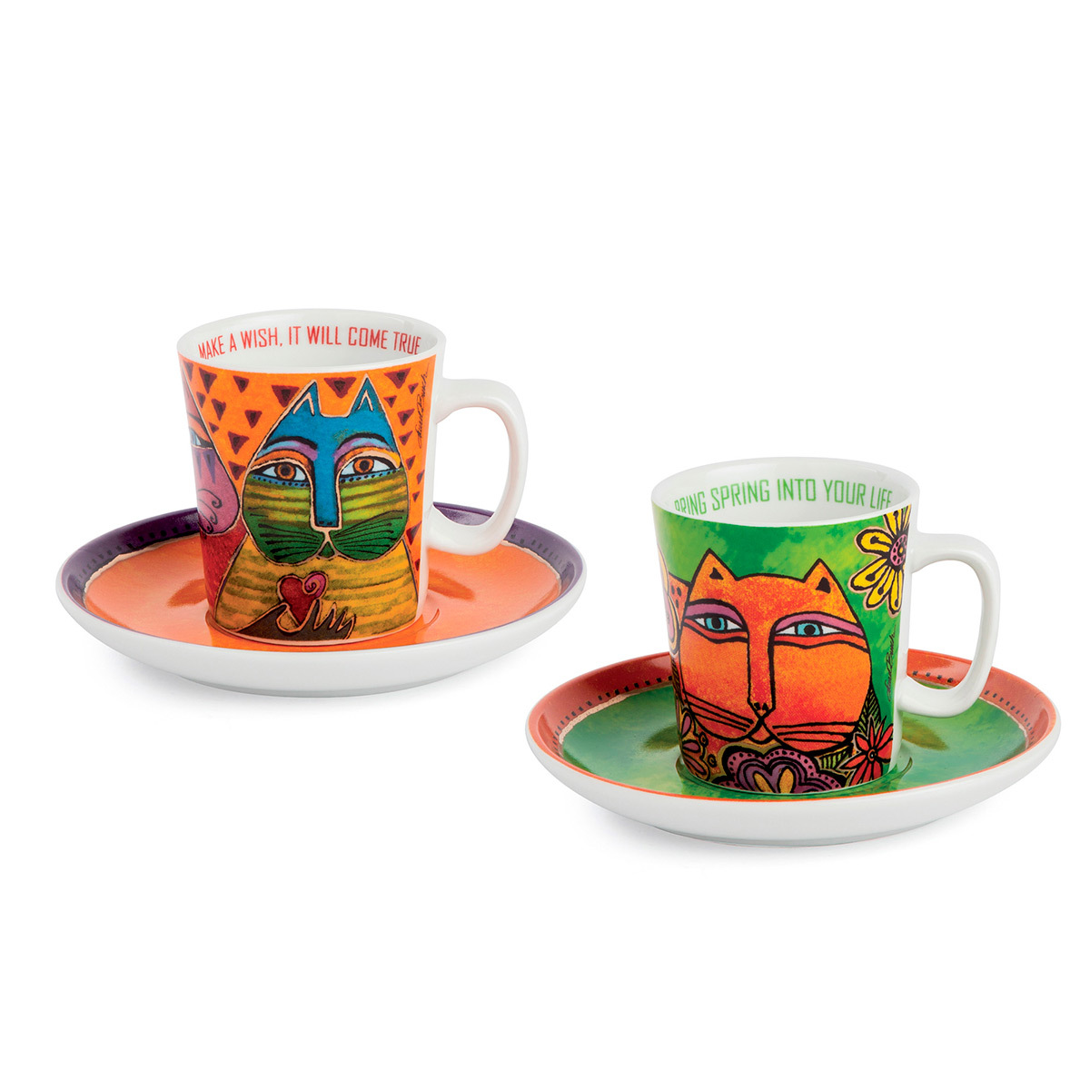 Gilde 4tlg. Set, Espressotasse, "Fantastic Felines", Porzellan, mehrfarbig, , , B. 8,5 cm, H. 6,5 cm, D. 6 cm 81372
