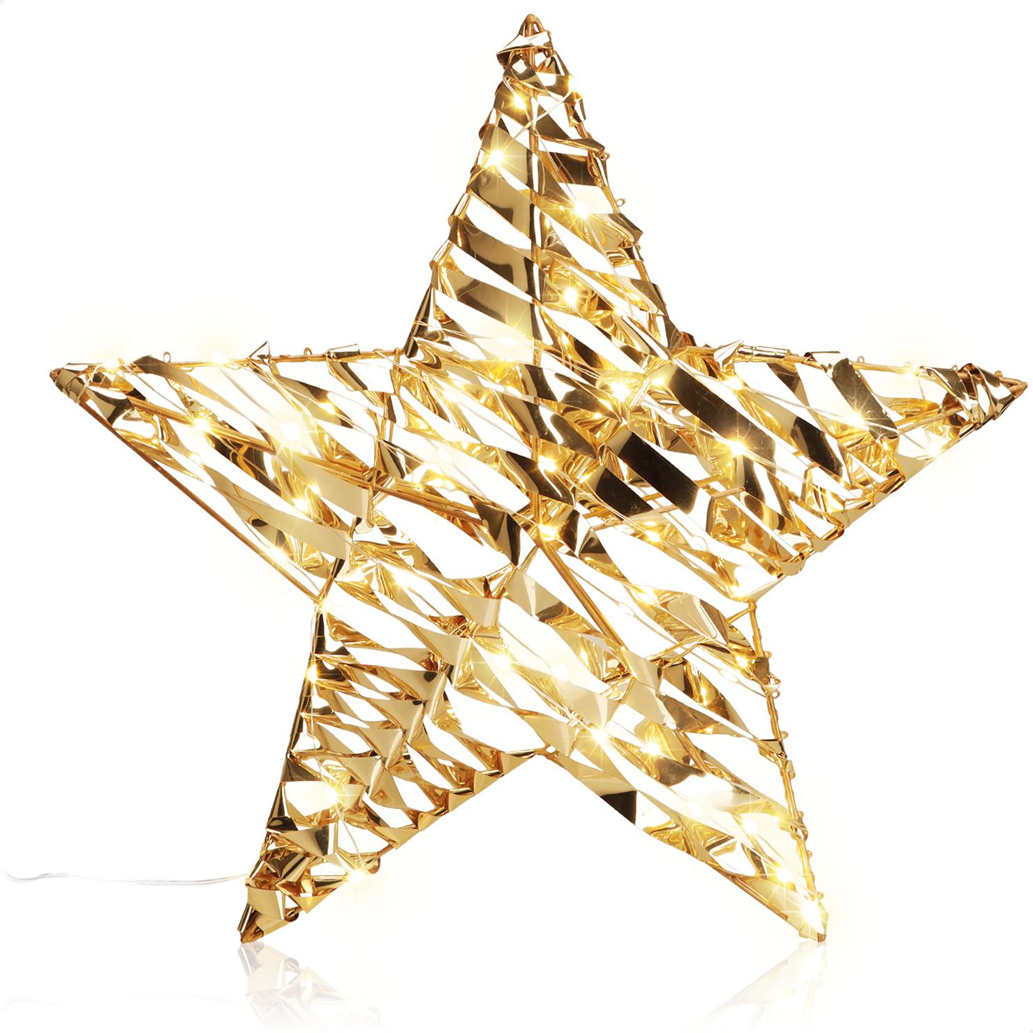 com-four® LED-Stern mit Timer - 40 cm Weihnachtsstern - Deko Leuchtstern CF18570
