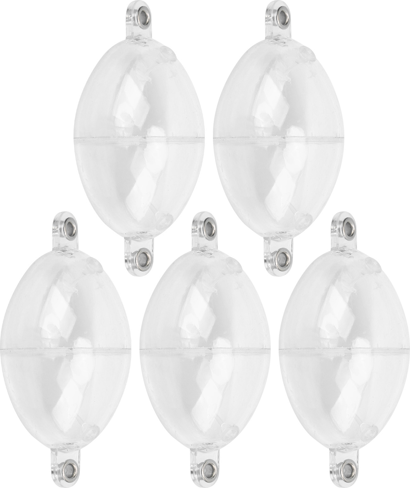 Gistuch 5-tlg. Angel-Schwimmer, transparent/weiß, Oval-Bubble-Floats für Meer & See, Auftriebskontrolle