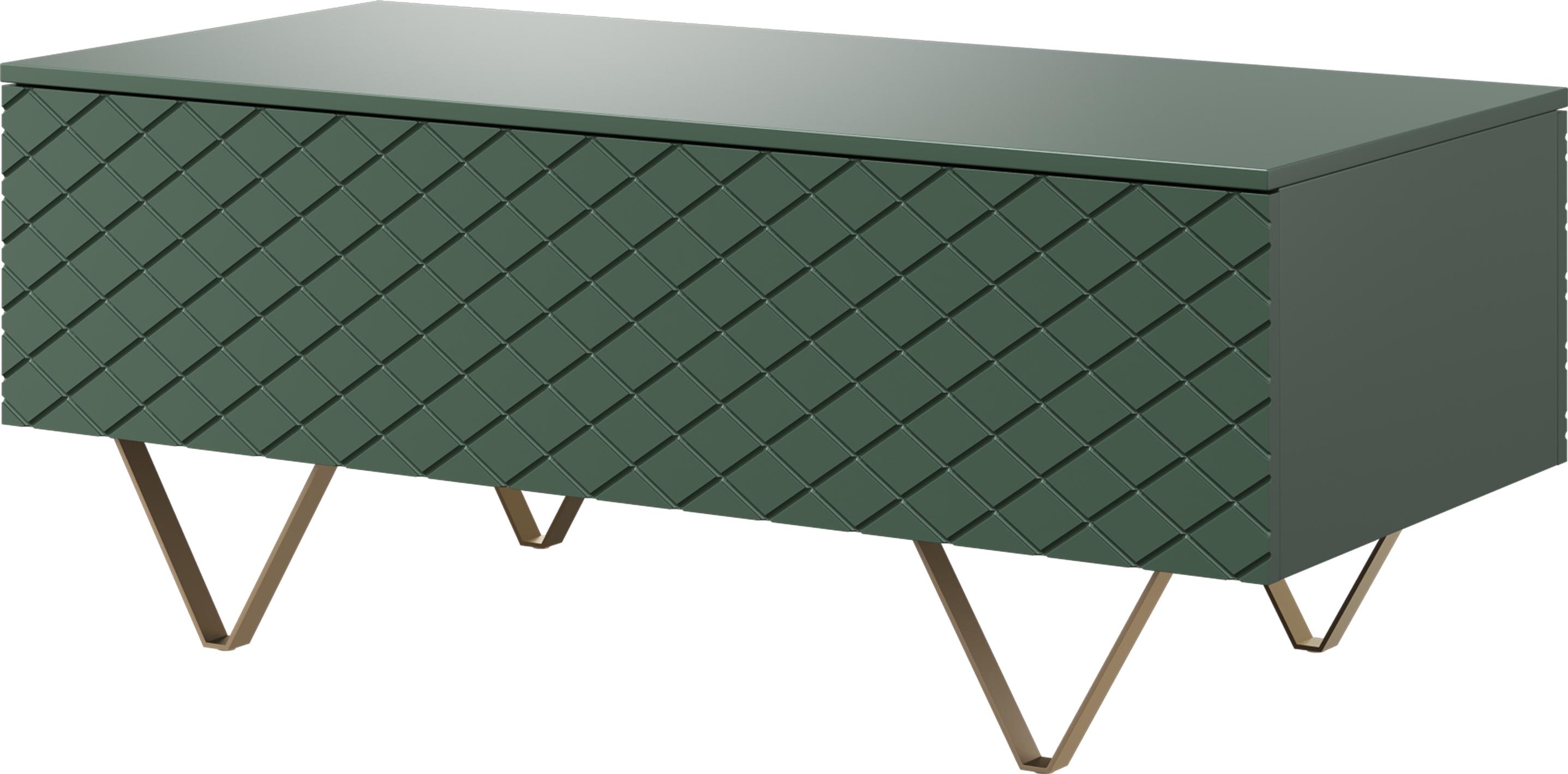 BOGART. Scalia 120 Couchtisch mit Ablage - mattgrün und goldene Beine SCALIA_STOLIK_KAWOWY_120_2K