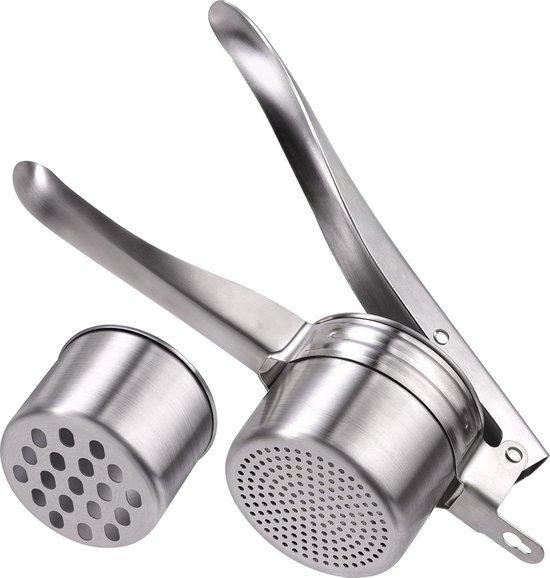 Famanu Kartoffelpress Edelstahl mit 2 wechselbaren Tassen - für Kartoffelpüree und Gemüse SHSHOP