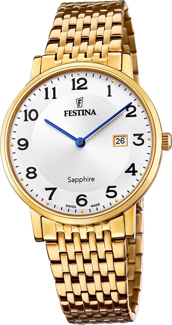 Festina pánske hodinky z nehrdzavejúcej ocele zlaté Festina Swiss made náramkové hodinky D2UF20020/4