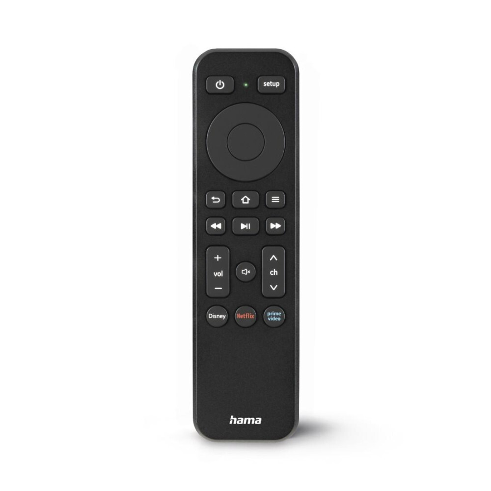 Hama Fernbedienung universal fr Smart TV + Streamingdienste (TV Fernbedienung mit App Taste Netflix, Prime Video, Disney+, Ersatzfernbedienung programmierbar u. lernfhig, beleuchtete Tasten) schwarz 00221050