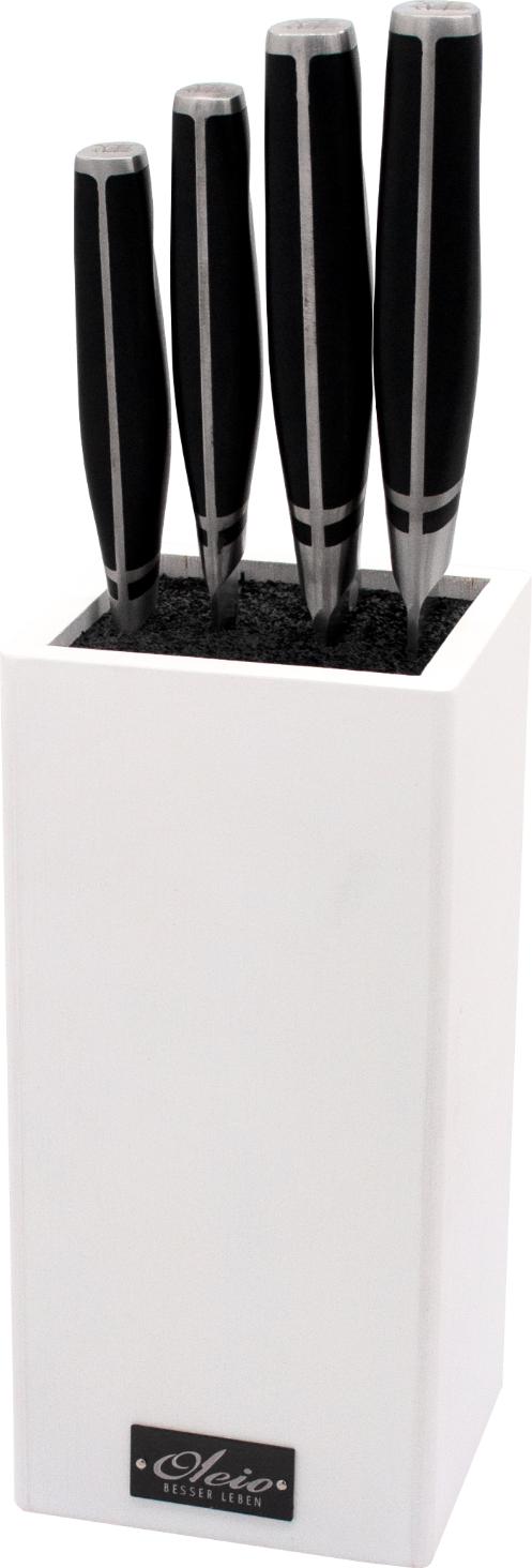 Zayiko 4er Messer-Set - Klingenlängen von 8,50 cm bis 20,50 cm Serie NAMI Gourmet Line inkl. Bambus Messerblock weiß