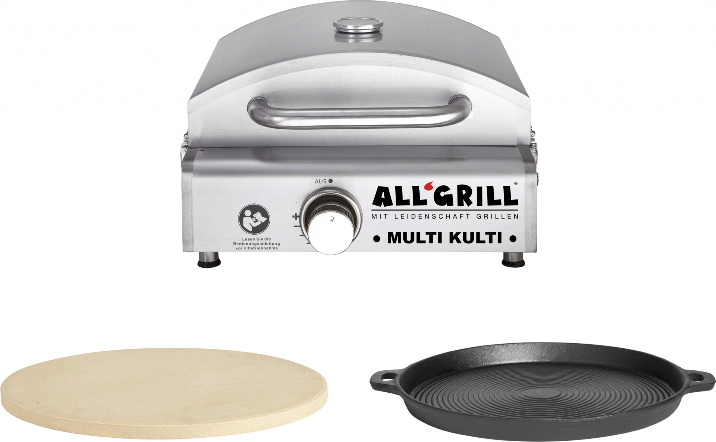 All'Grill Multi-Kulti Set 1 vrátane kameňa na pizzu a liatinovej grilovacej dosky