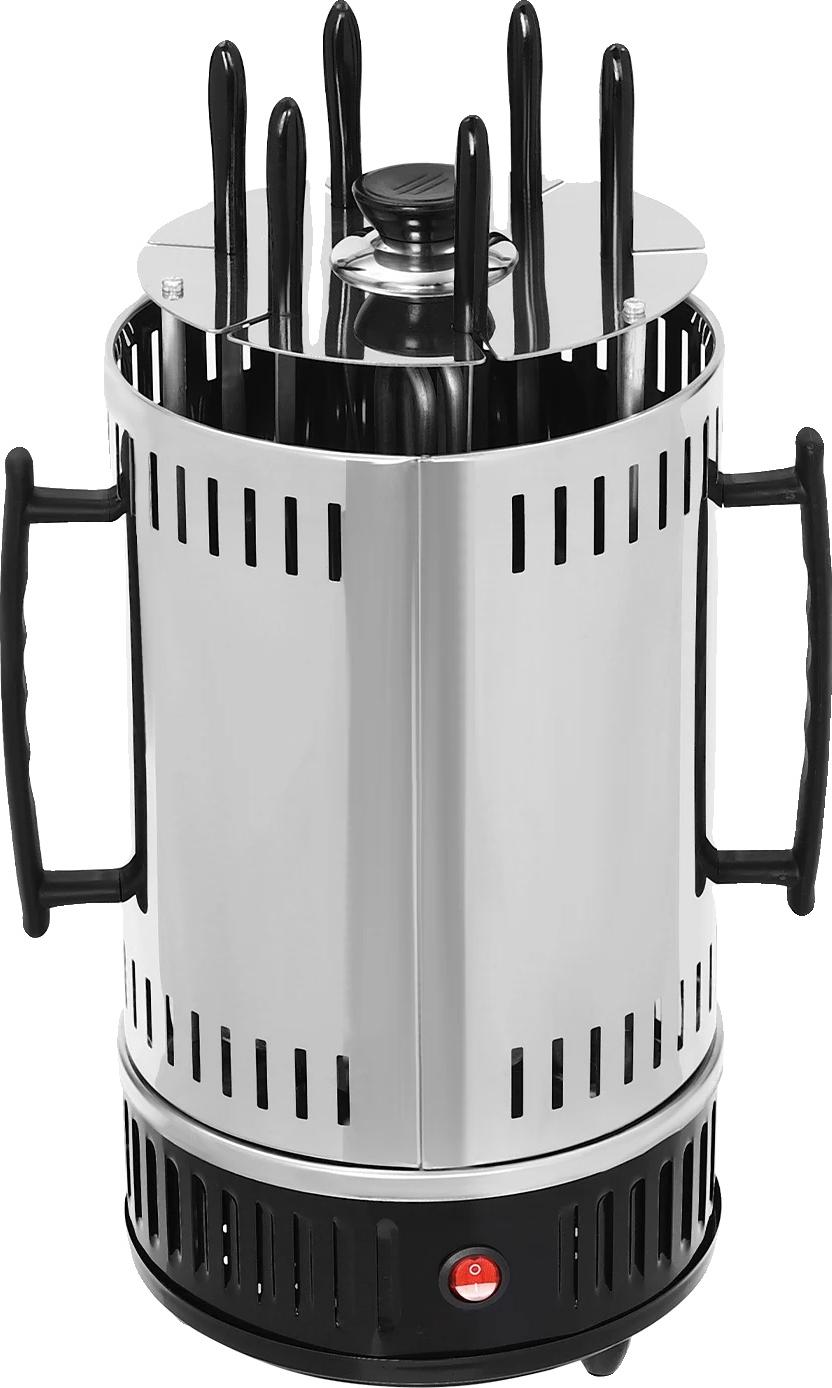 Elektrický rotačný gril, univerzálny na vnútorné aj vonkajšie použitie, účinný ohrev, BIELY