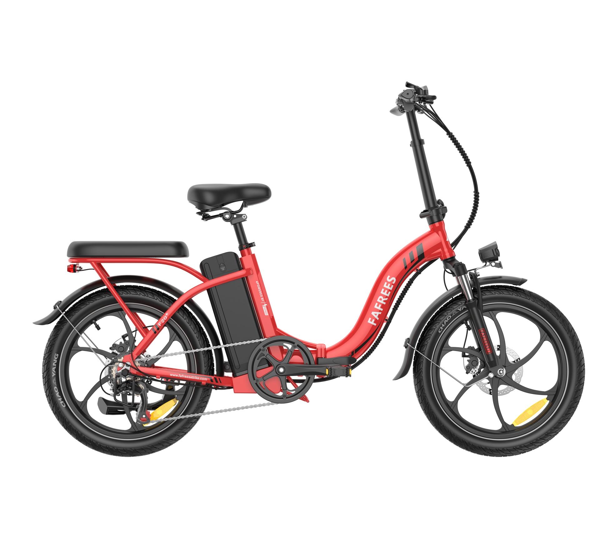 Tuk e-bike, LED elektrický skladací bicykel a batéria 36V 20Ah, až 120km, 20 palcový skladací e-bike 25km/h červená