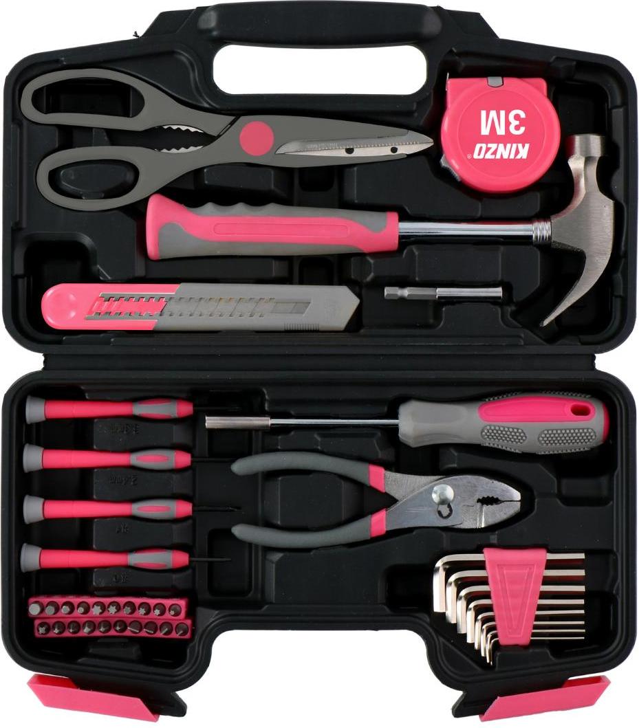 Kinzo Werkzeugsatz 39 Teile für den Hausgebrauch - Rosa