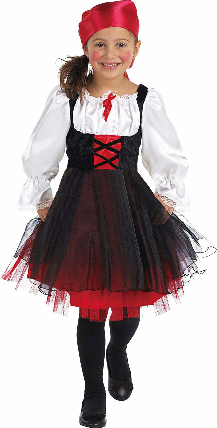 Kinder Piratin Kostüm (ohne Gürtel) TopCent 116080 (W)