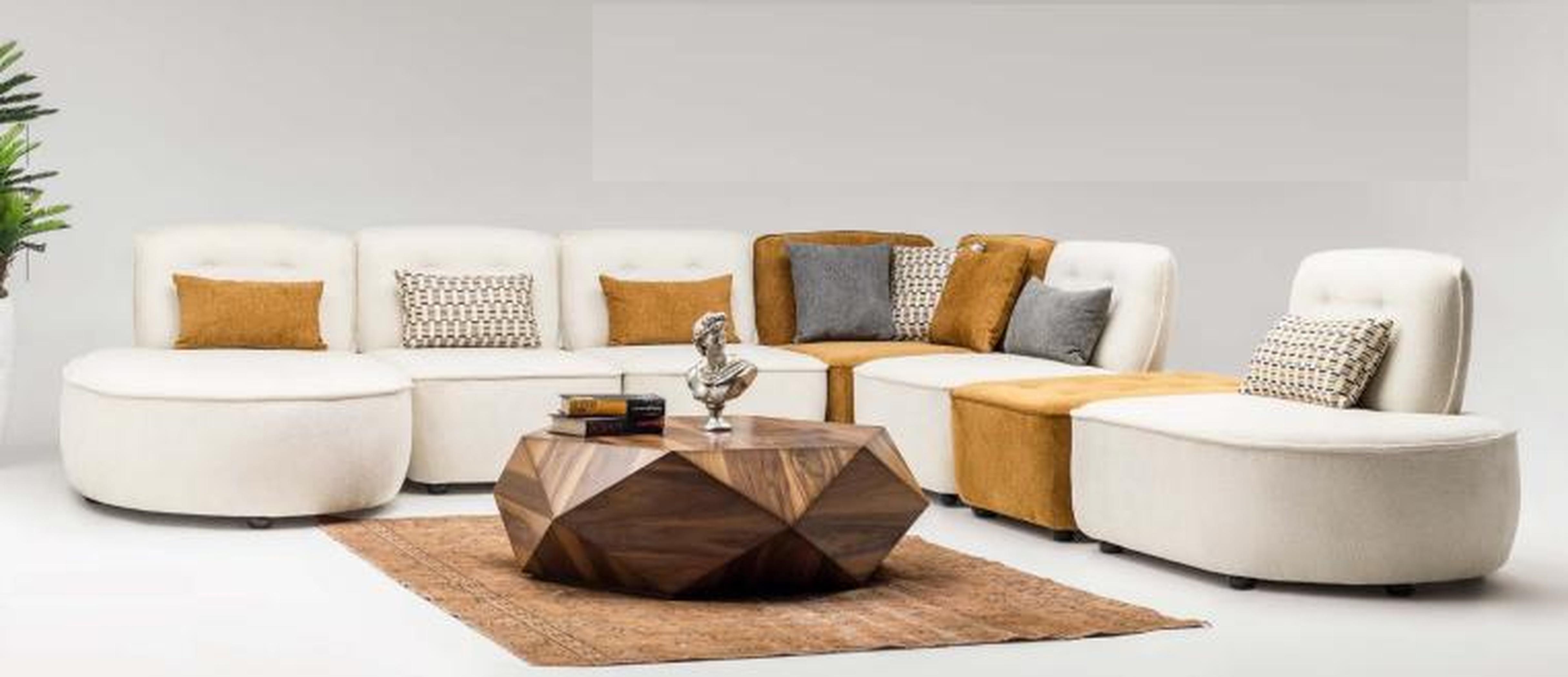 AEA Sektionssofa Sofa Modulares Ecksofa L form Counch Beige Stoff Polster JVmoebel