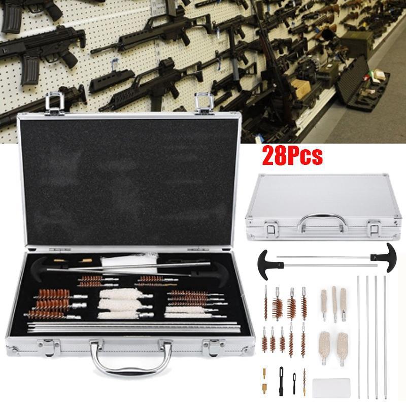Gistuch Professionelles 28-tlg. Waffenreinigungs-Set, Pistolengewehre, mit Aluminium-Box, ideal für die Pflege von Feuerwaffen