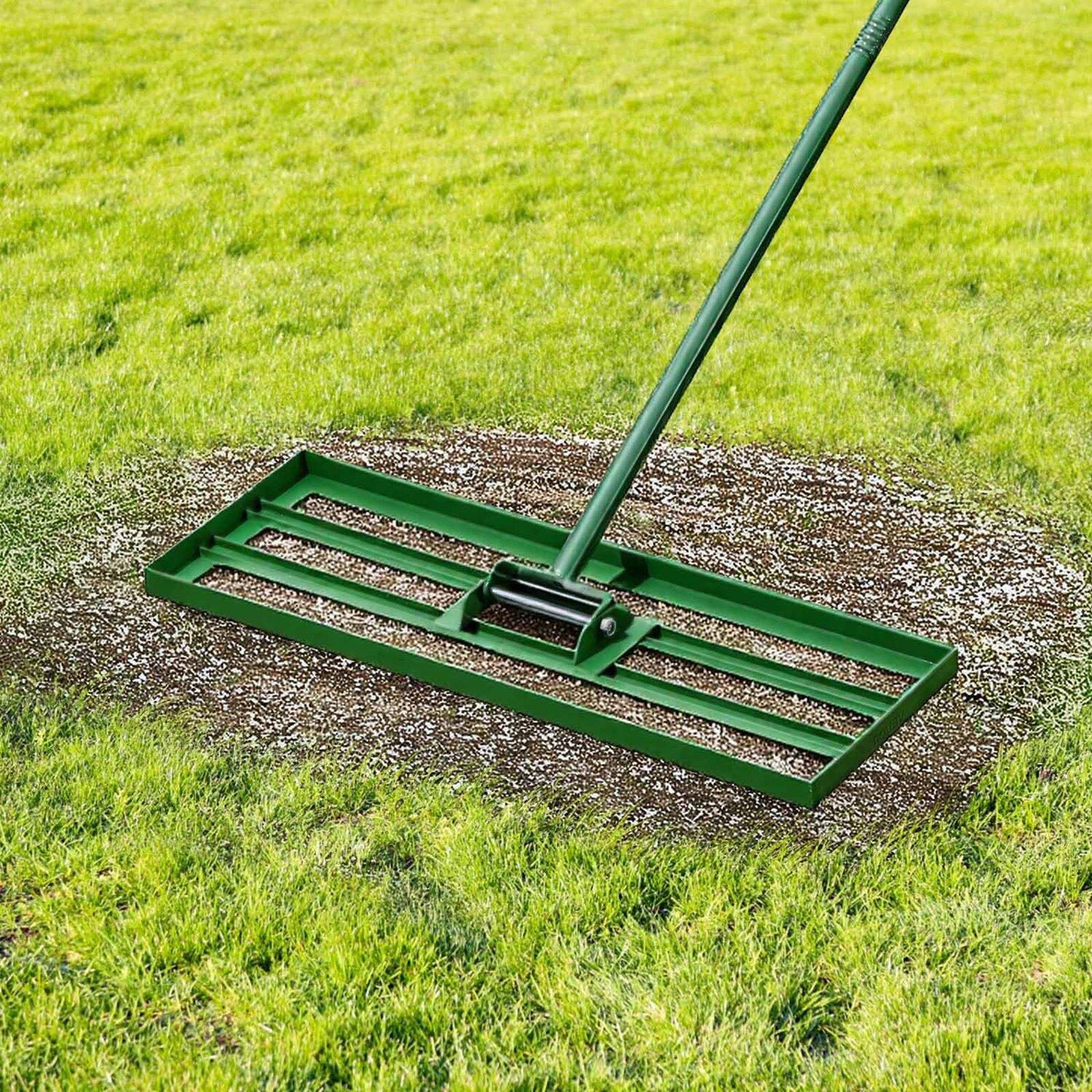 VEVOR Rasenausgleichsrechen, 30"x10" Rasenausgleichswerkzeug, Hochleistungs-Rasenausgleicher mit 78" Stahlverlängerungsstiel, Gartenausgleichsrechen für Garten, Golfrasen, Bauernhof