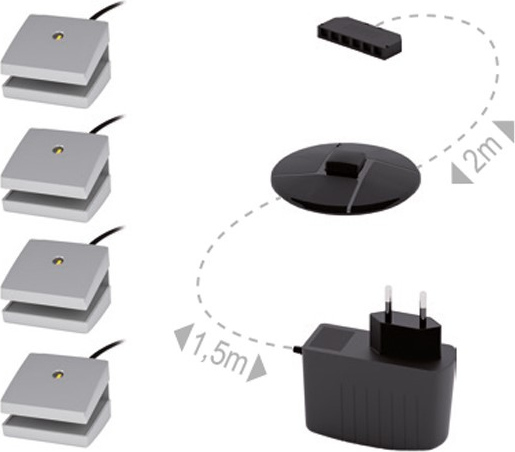 VENETI LED-Deckenleuchte UNI mit vier individuell einstellbaren Lichtpunkten für gezielte Beleuchtung 046-35-00006