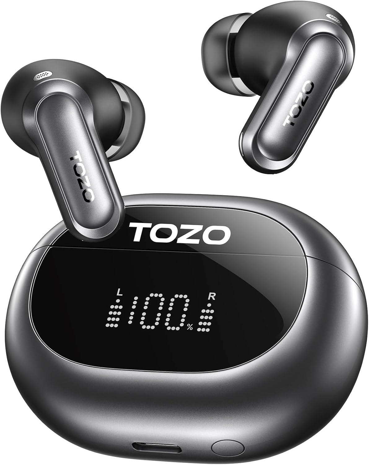 TOZO In Ear Kopfhörer Noise Cancelling,LADC LDAC Hi-Res Audio 80 Std AKK IPX8 Wasserdicht 2 Gerätekopplung,6 Mik, In Ear Noise Cancelling Trageerkennung