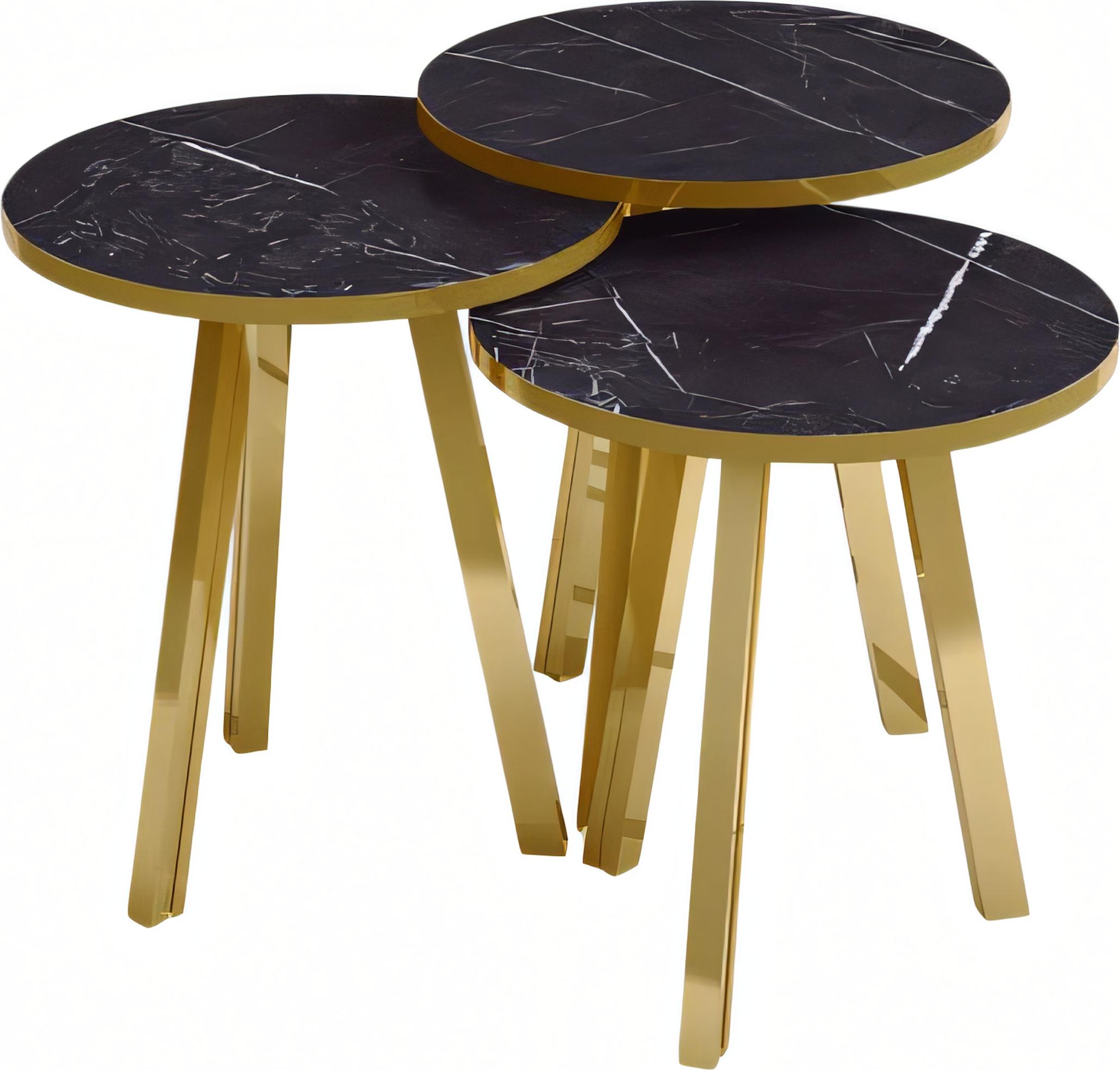 AEA Schwarzes Holz-Metall Couchtisch-Set modern und stilvoll