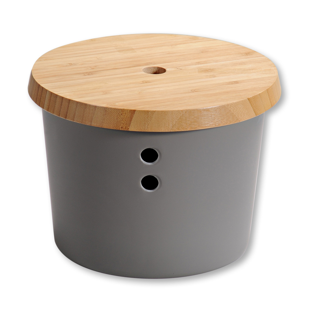 KESPER Vorratsdose, Kunststoff mit Bambusdeckel, grau, Ø 21 cm, Höhe: 15,5 cm 32602