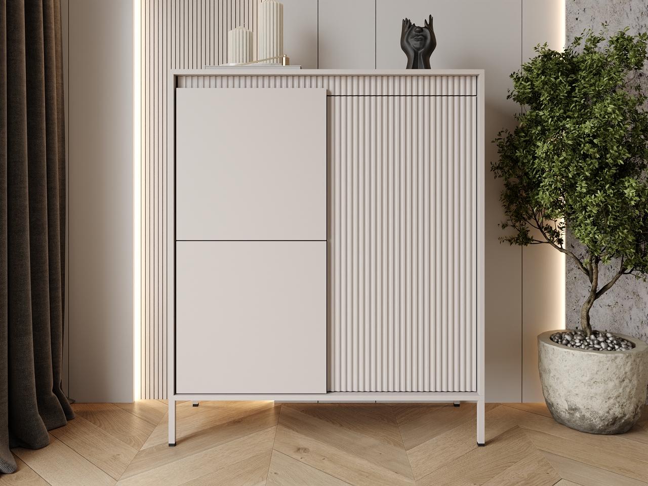 GrainGold Kommode Sorano - Kommode mit Türen - Sideboard, TV-Kommode - Kommode Beige