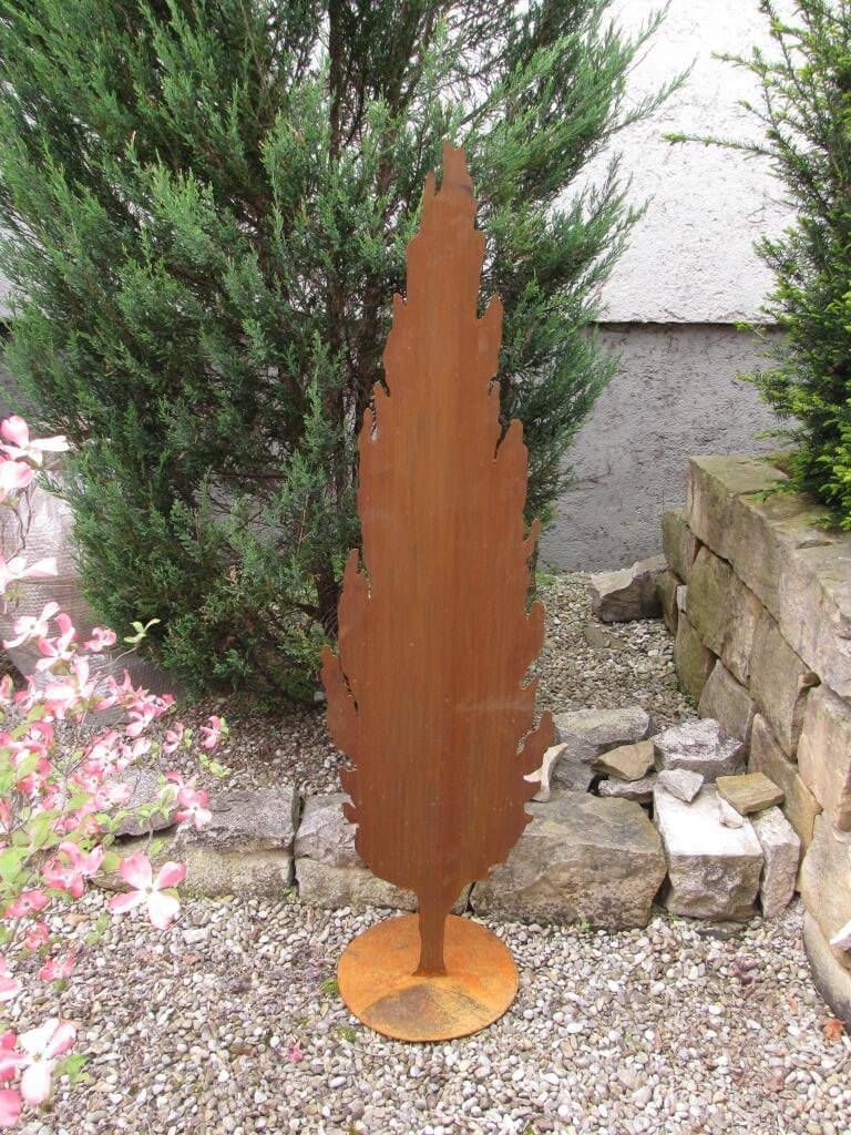 Saremo Edelrost Zypresse geschlossen auf Platte, 3 Größen Zypresse geschlossen - 80 cm