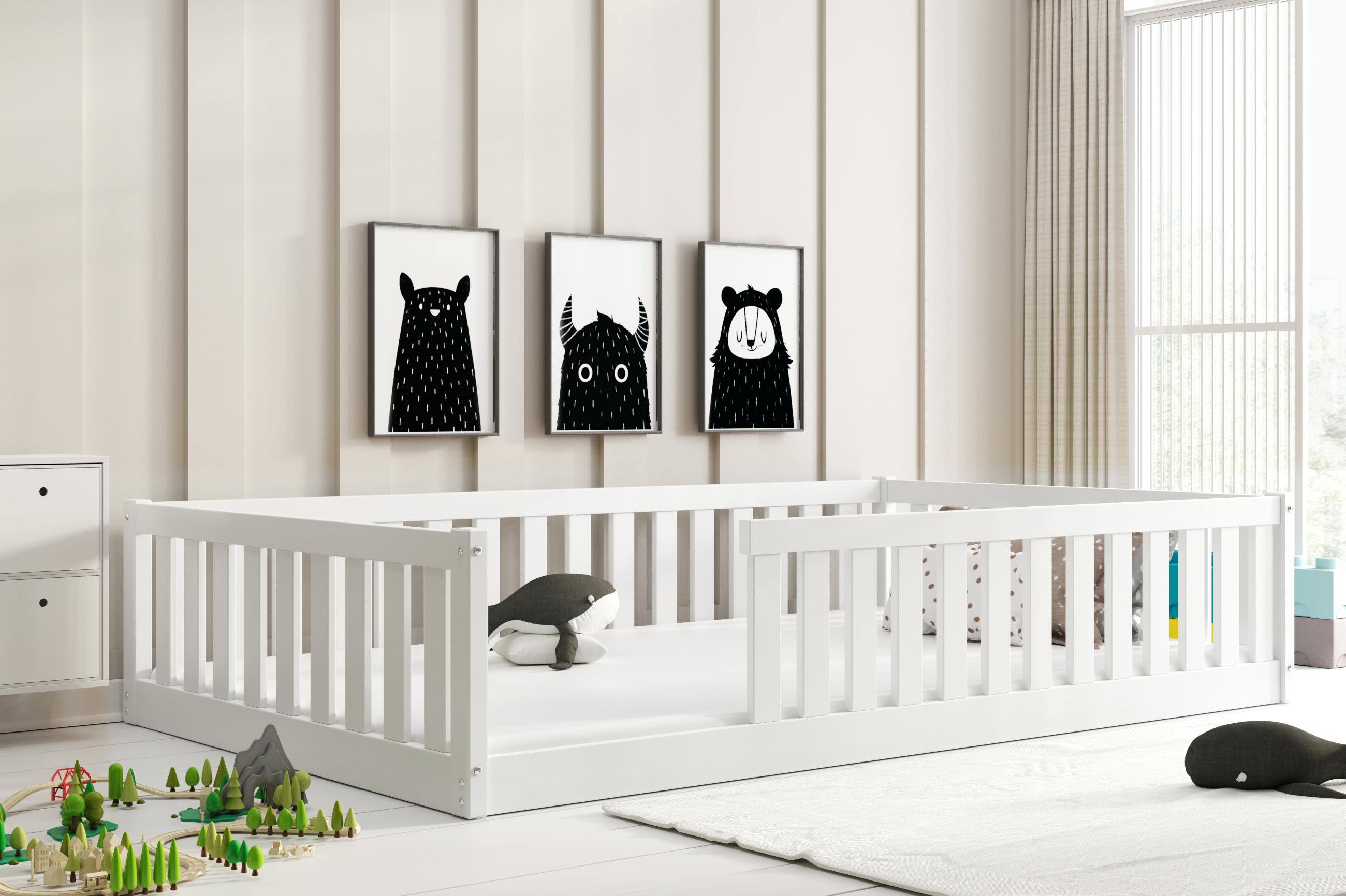 BMS Group Sawomir Pegza Interbeds Bodenbett Kinderbett 120x200cm Montessori Einzelbett Bett für Jungen und Mädchen mehrere Größe