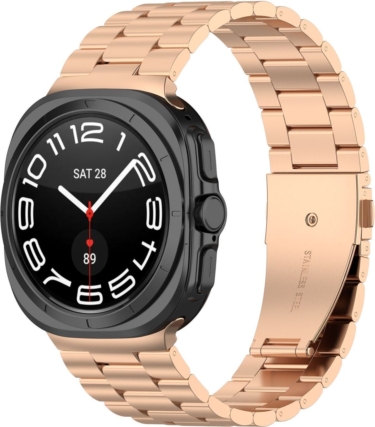 Pre Samsung Galaxy Watch Ultra 47 mm kovový pás z nehrdzavejúcej ocele Rose Gold