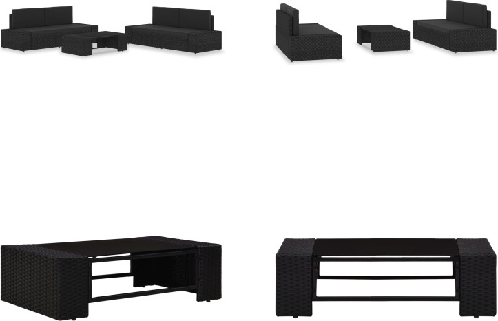 vidaXL 5 ks záhradná sedacia súprava Poly Rattan Black - Záhradná sedacia súprava - Záhradné sedacie súpravy - Modulárna sedacia súprava - Modulárne sedacie súpravy