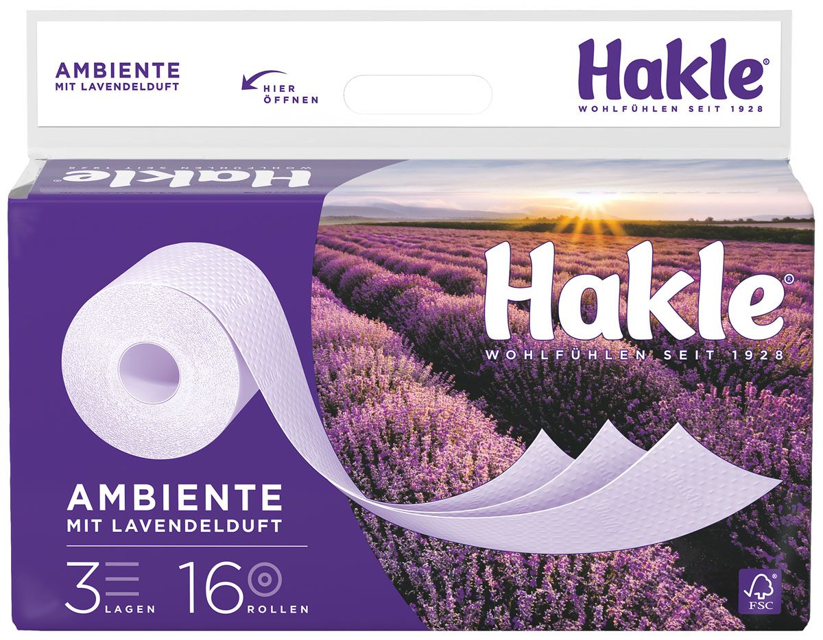Hakle Toilettenpapier mit Kamillenduft und Dekor 3-lagig 8 Rollen WC Klopapier 